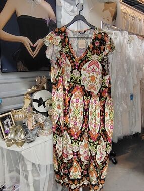BloomChic Plus Size Boho Midi Dress V Neck Flutter Sleeve Flowy NWT